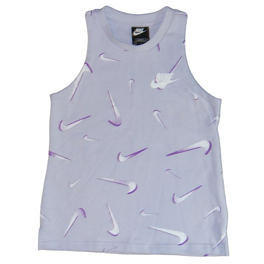 Nike Slim Fit French Terry Tank Sleeveless Sweatshirt Girl's Large Purple Swoosh